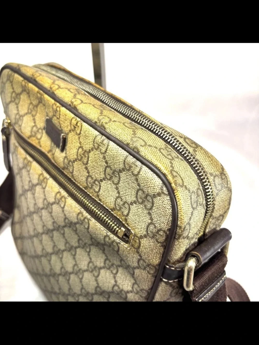 Gucci Brown/Tan Monogram Messenger Bag